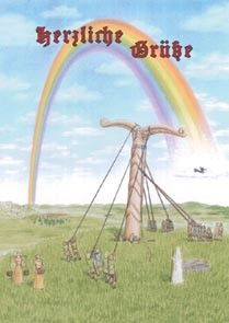 Postkarte Herzliche Grüße - Errichten der Irminsul