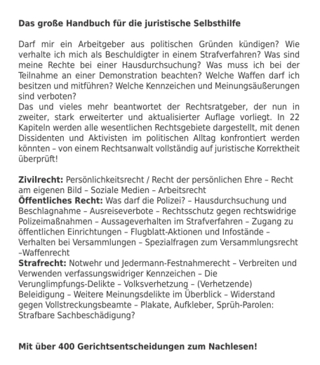 Krolzig, Sascha (Hrsg.) - Rechtsratgeber für Dissidenten und Aktivisten. Das große Handbuch für die juristische Selbsthilfe (Mängelexemplar)