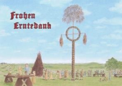 Postkarte Frohen Erntedank - Erntedank am Questenbaum