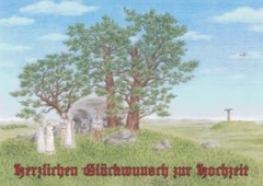 Postkarte Herzlichen Glückwunsch zur Hochzeit - Brautpaar beim Gang zum Ahnengrab