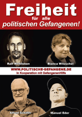Aufkleber "Freiheit für alle politischen Gefangenen!" (Großformat A6, 100 St.)